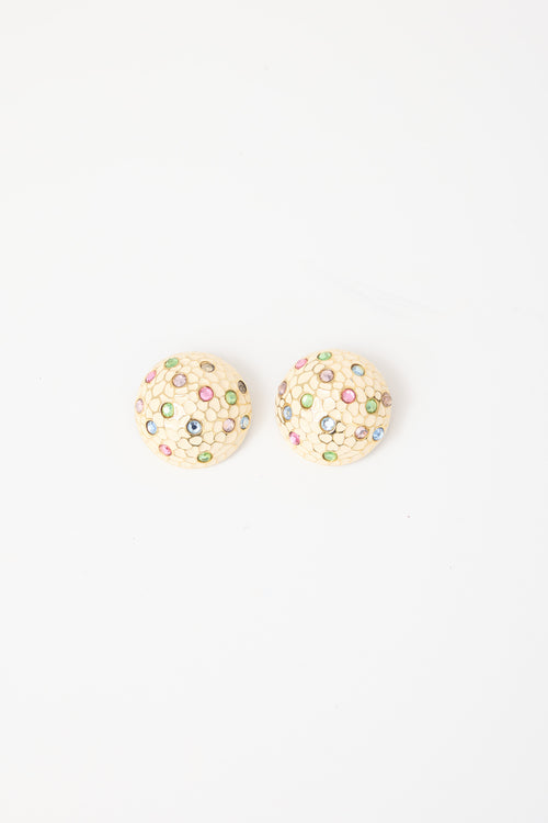 Carole Tanenbaum Vintage for VSP Enamel & Crystal Dome Earrings