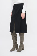 Jil Sander Black Midi Front Slit Skirt