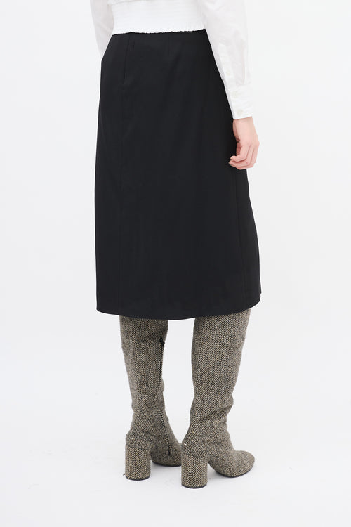 Jil Sander Black Midi Front Slit Skirt