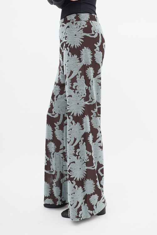 Jil Sander Brown & Light Blue Floral Mesh Pant