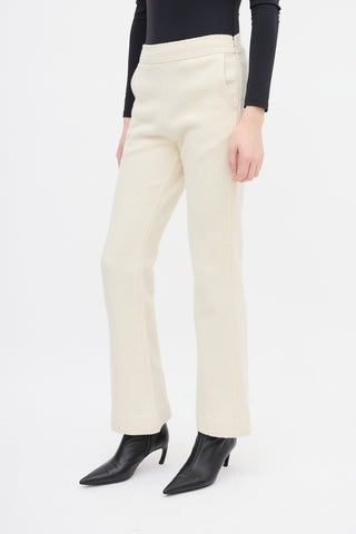 Jil Sander Cream Wool Straight Leg Trouser