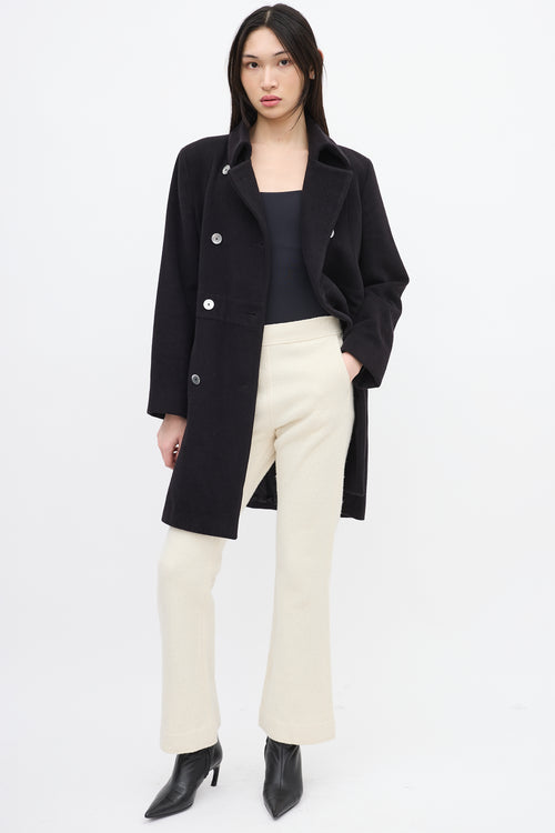 Jil Sander Cream Wool Straight Leg Trouser