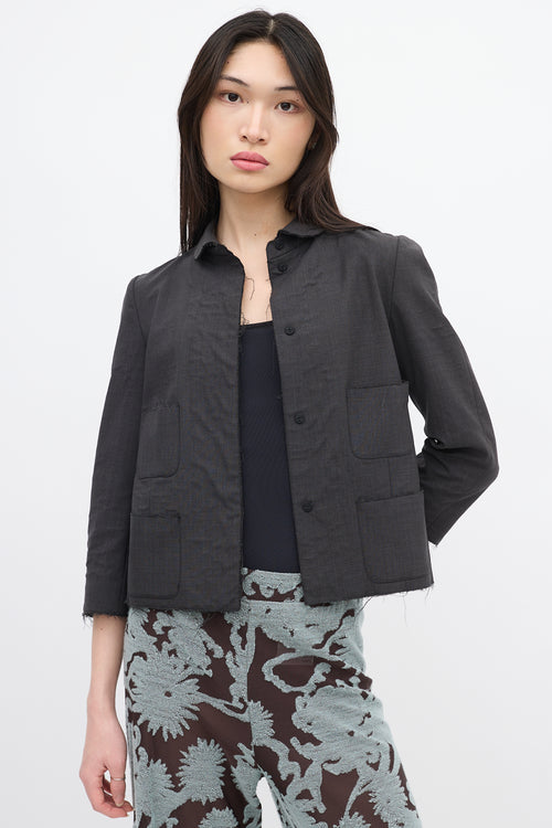 Jil Sander Grey Wool Raw Hem Jacket