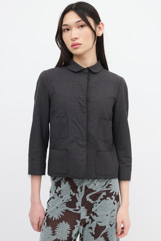 Jil Sander Grey Wool Raw Hem Jacket