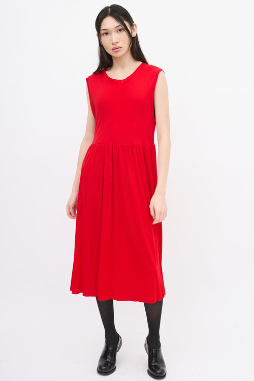 Jil Sander Red Sleeveless Back Tie Dress