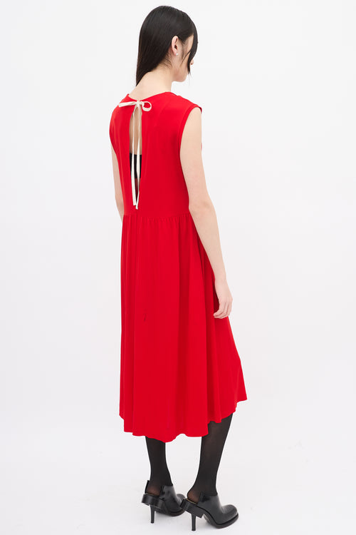 Jil Sander Red Sleeveless Back Tie Dress