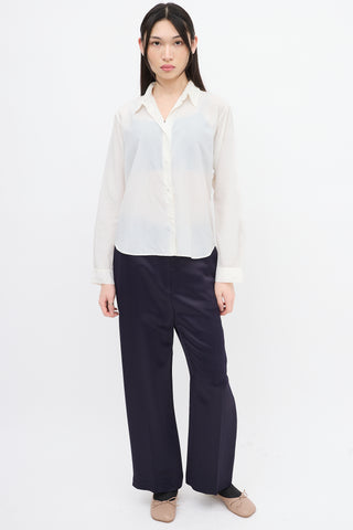 Jil Sander Cream Silk Button Up Shirt