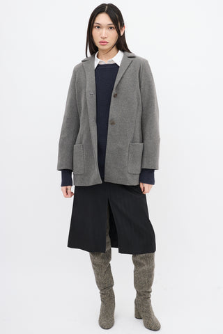 Jil Sander Grey Fleece Wool Jacket