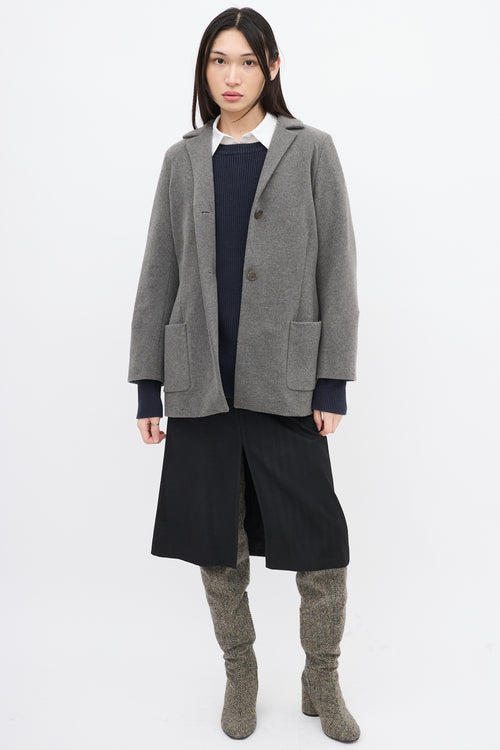 Jil Sander Grey Fleece Wool Jacket