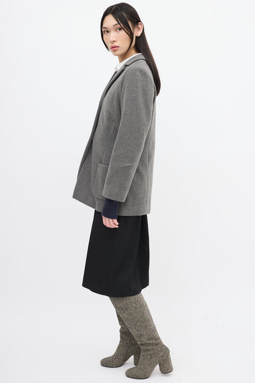 Jil Sander Grey Fleece Wool Jacket