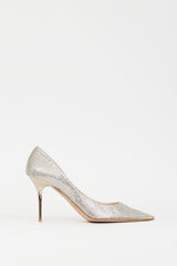 Jimmy Choo Silver & Gold Glitter Abel 100 Pump