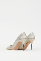 Jimmy Choo Silver & Gold Glitter Abel 100 Pump