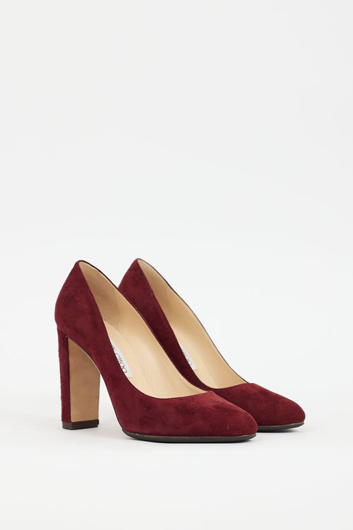 Jimmy Choo Burgundy Suede Billie Pump