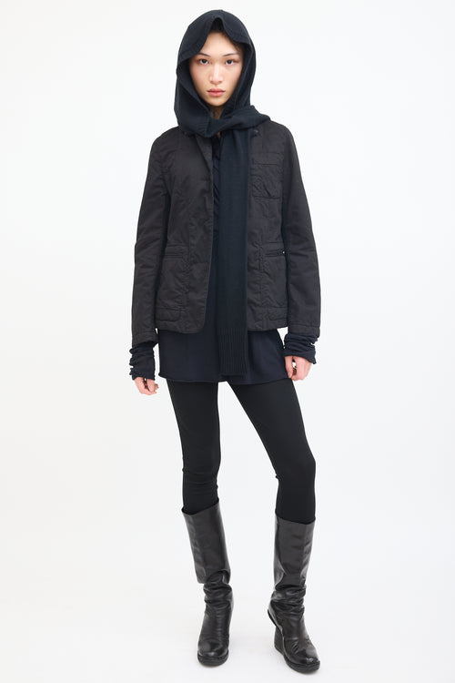 JNBY Black Cotton Detachable Hood Jacket