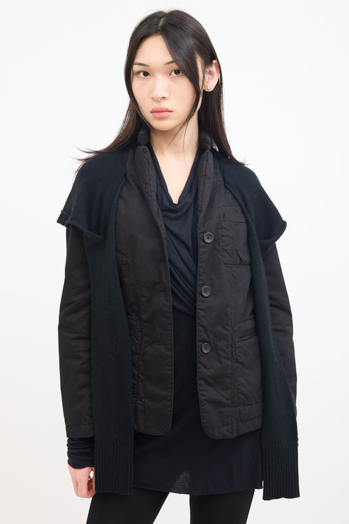 JNBY Black Cotton Detachable Hood Jacket