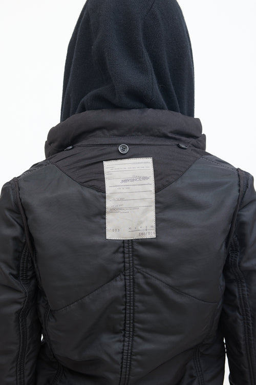 JNBY Black Cotton Detachable Hood Jacket