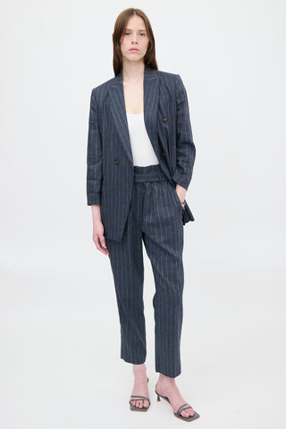 Brunello Cucinelli Linen & Wool Pinstripe Trouser