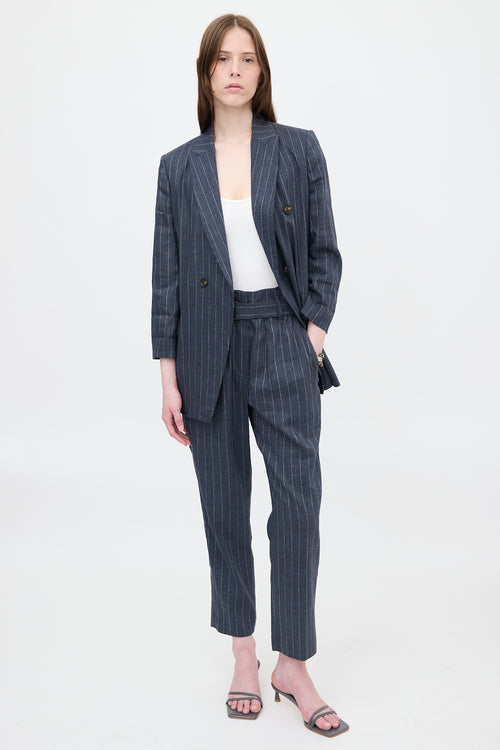 Brunello Cucinelli Linen & Wool Pinstripe Trouser