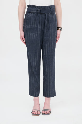Brunello Cucinelli Linen & Wool Pinstripe Trouser