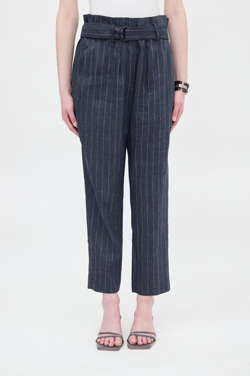Brunello Cucinelli Linen & Wool Pinstripe Trouser
