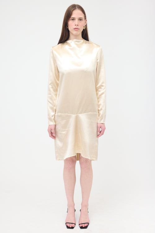 Celine Satin Raw Trim Shift Dress