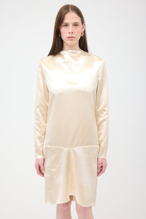Celine Satin Raw Trim Shift Dress
