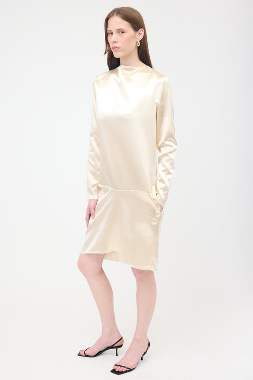 Celine Satin Raw Trim Shift Dress