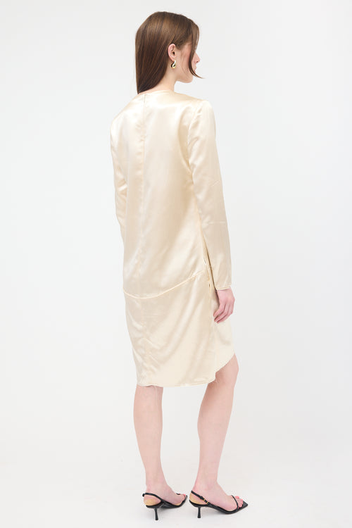 Celine Satin Raw Trim Shift Dress