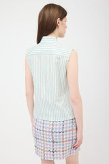Chanel SS 2002 Pinstripe Sleeveless Shirt