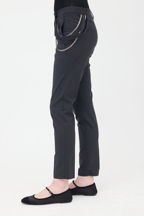 Brunello Cucinelli Wool Monili Slim Leg Trouser