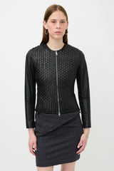 Armani Leather Woven Zip Jacket