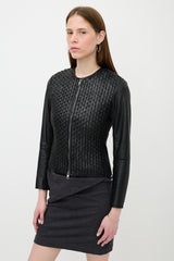 Armani Leather Woven Zip Jacket