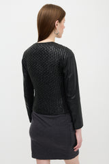Armani Leather Woven Zip Jacket