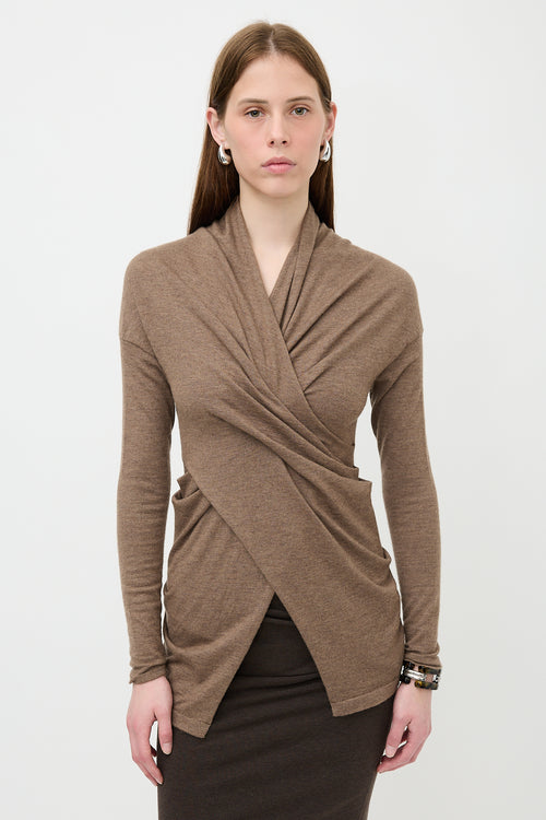 Brunello Cucinelli Cashmere Knit Draped Sweater