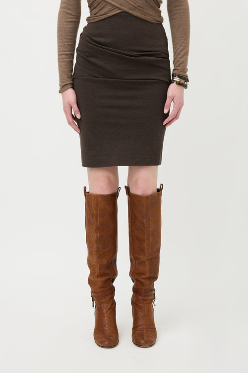 Brunello Cucinelli Knit Ruched Skirt