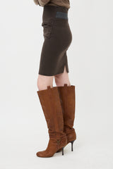 Brunello Cucinelli Knit Ruched Skirt