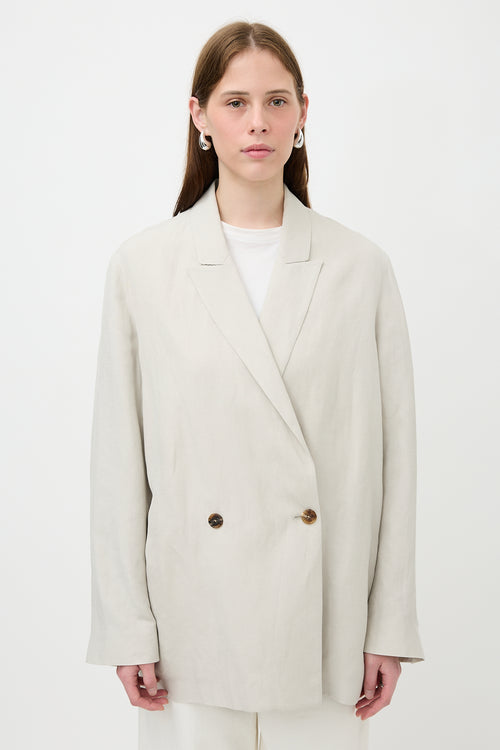 The Row Silk & Linen Nat Blazer