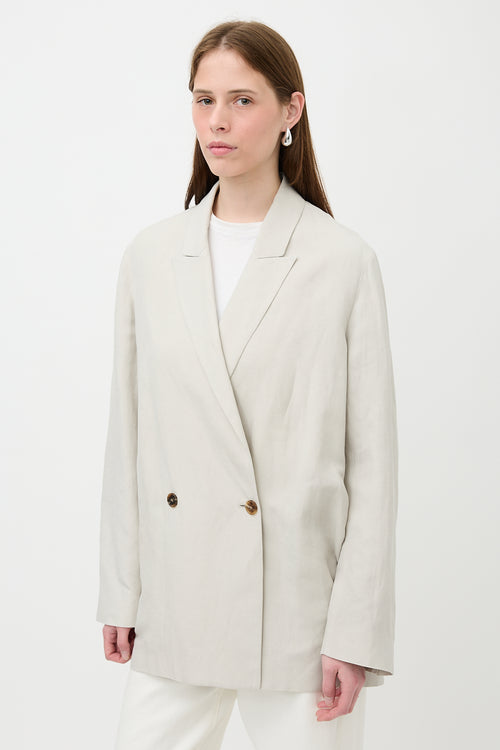 The Row Silk & Linen Nat Blazer