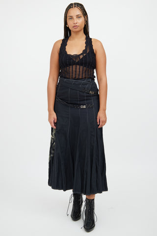 Soleil Black Stripe Tulle & Lace Top