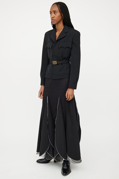 Jean Paul Gaultier Black Wool Belted Blazer