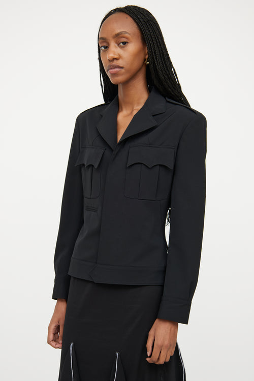 Jean Paul Gaultier Black Wool Belted Blazer