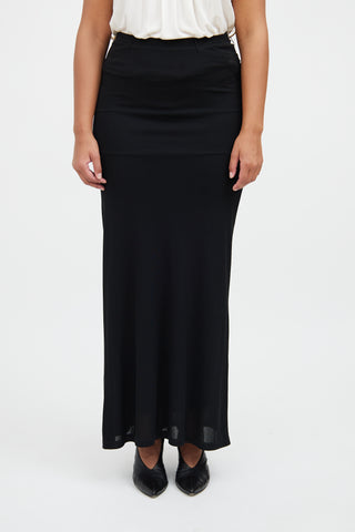 Femme Black Ruched Maxi Skirt