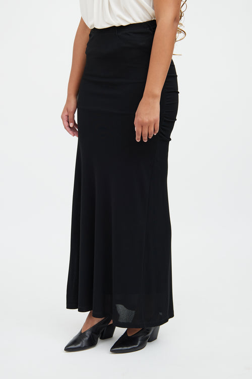 Femme Black Ruched Maxi Skirt