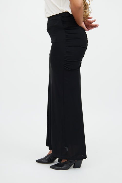 Femme Black Ruched Maxi Skirt