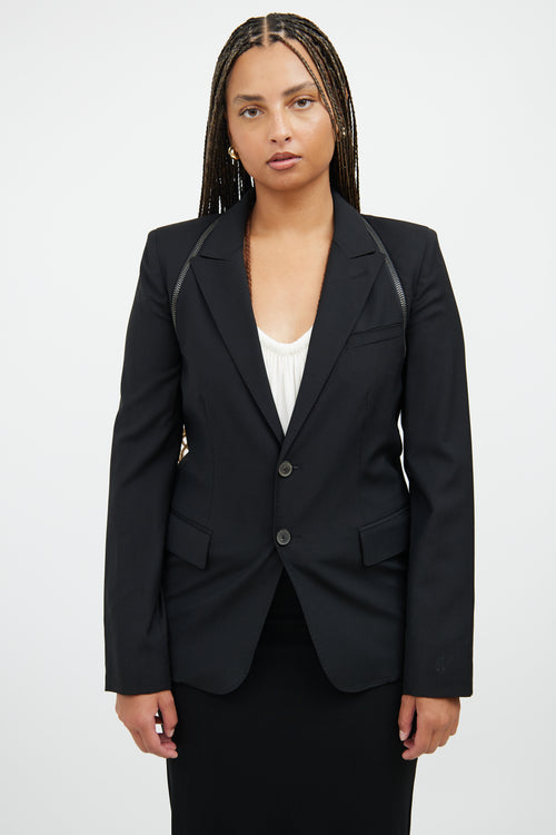 Femme Black Zipper Three Way Blazer