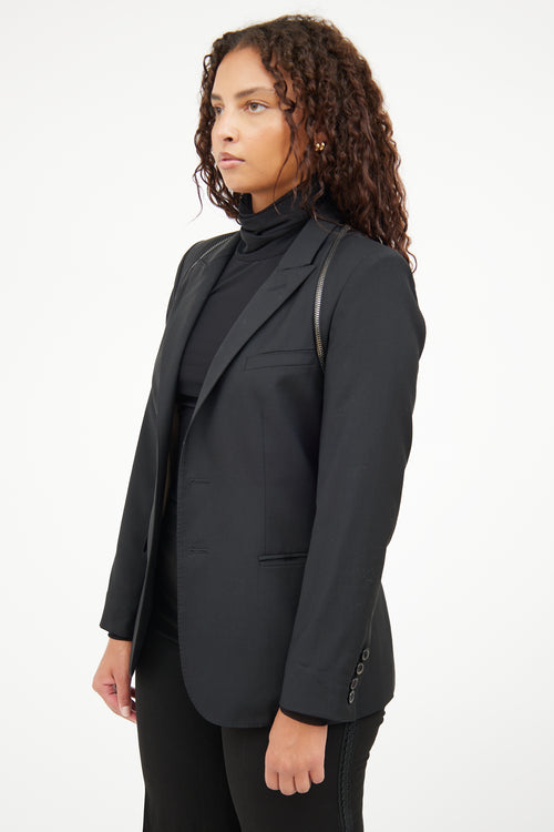 Jean Paul Gaultier Black Zip Detail Blazer