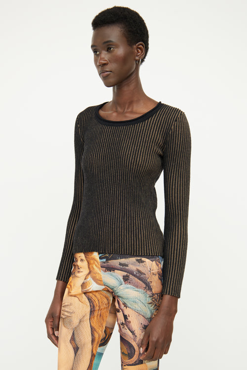 Jean Paul Gaultier Black & Green Ribbed Knit Top