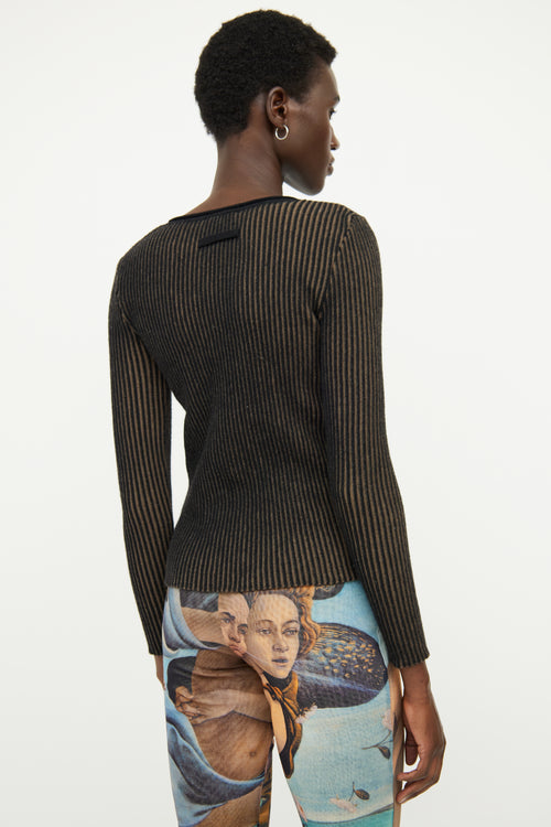 Jean Paul Gaultier Black & Green Ribbed Knit Top