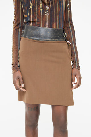 Jean Paul Gaultier Brown Leather Belt Skirt