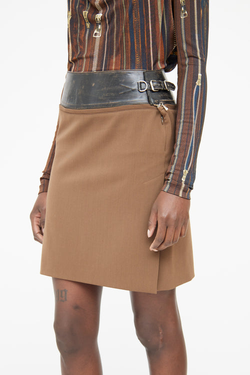 Jean Paul Gaultier Brown Leather Belt Skirt